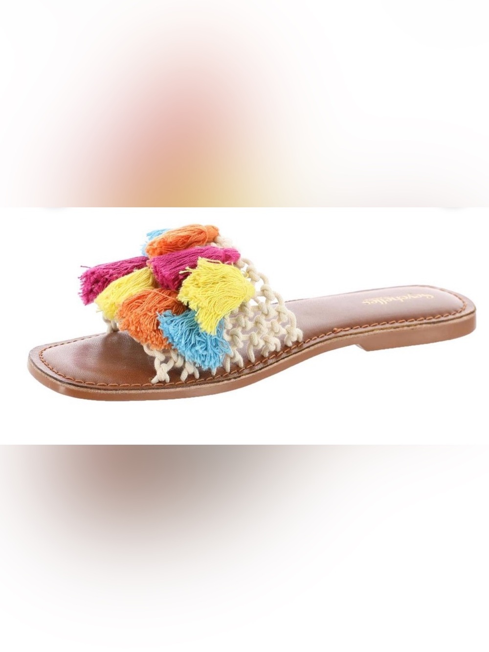 SEYCHELLES Camellia Rainbow Macrame Tassel Sandals.